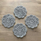 100% Organic Cotton Grey Crochet Coaster - Set of 4