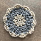 100% Organic Cotton Grey and Cream Crochet Coaster - Set of 4