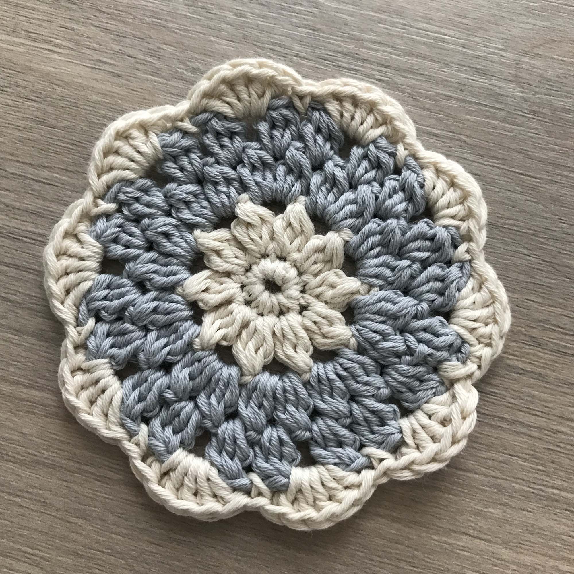 100% Organic Cotton Grey and Cream Crochet Coaster - Set of 4