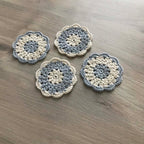 100% Organic Cotton Grey and Cream Crochet Coaster - Set of 4