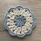 100% Organic Cotton Grey and Cream Crochet Coaster - Set of 4