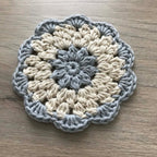 100% Organic Cotton Grey and Cream Crochet Coaster - Set of 4