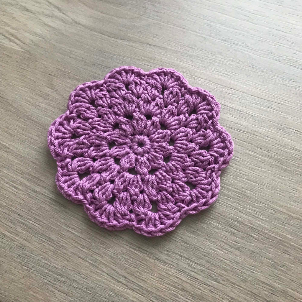 100% Organic Cotton Crochet Coaster - Purple