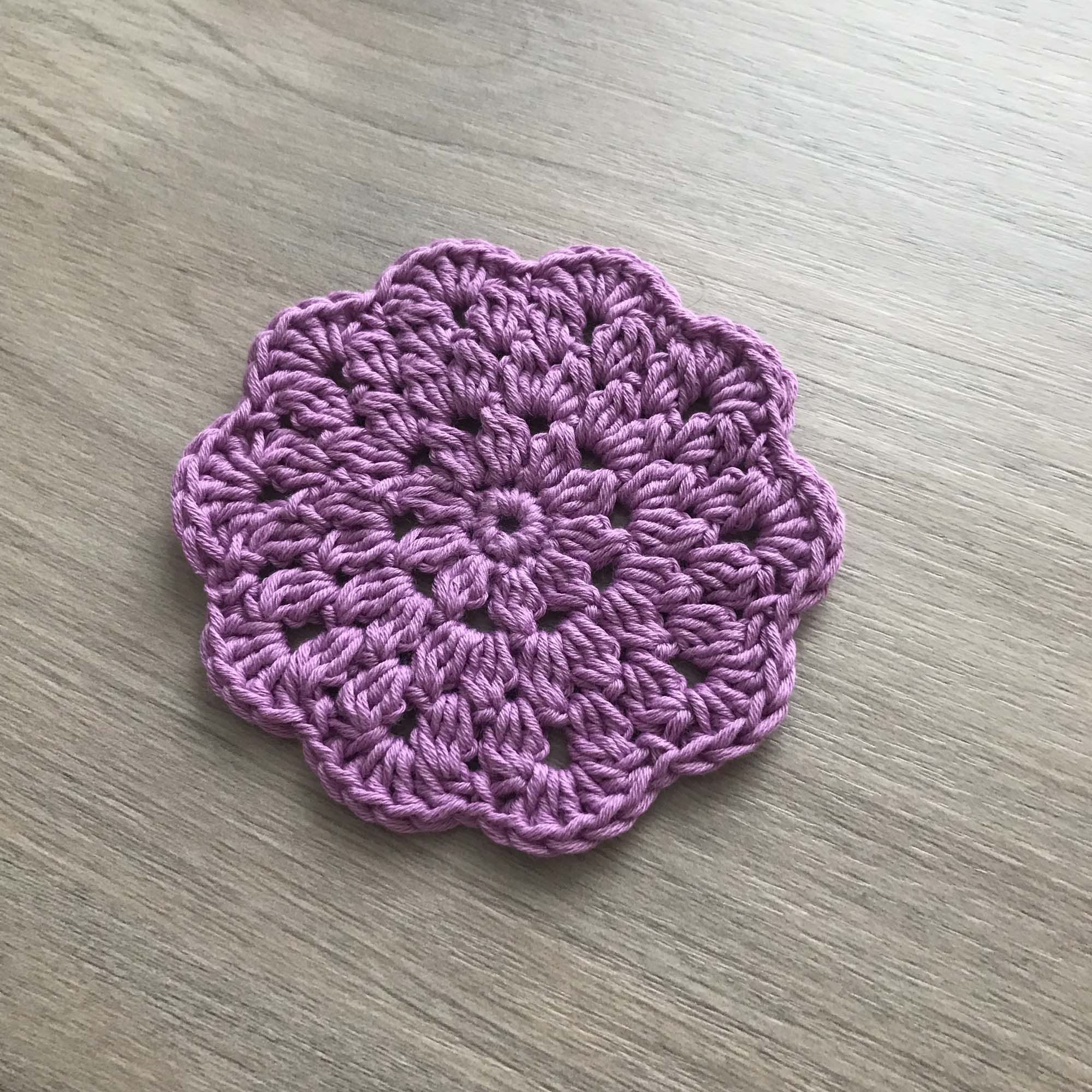 100% Organic Cotton Crochet Coaster - Purple