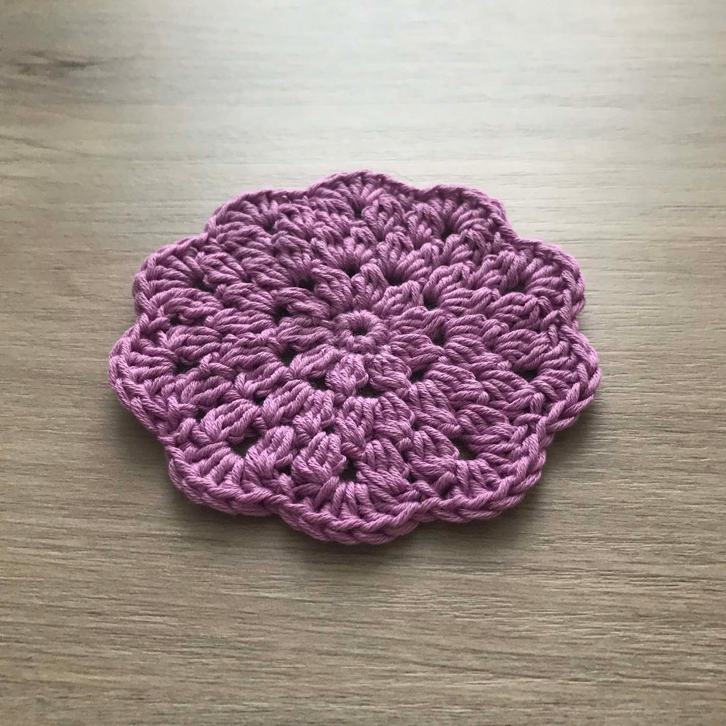100% Organic Cotton Crochet Coaster - Purple