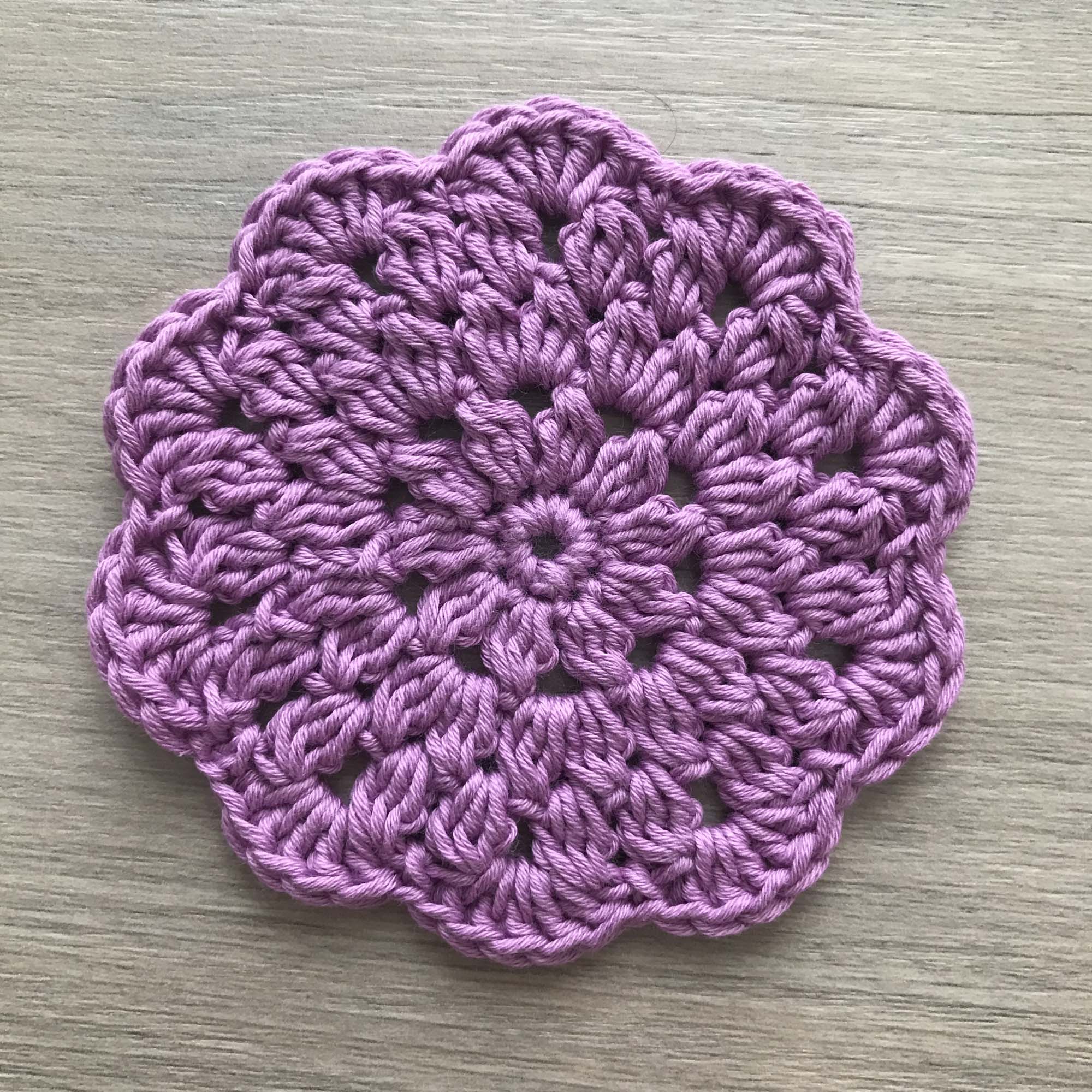 100% Organic Cotton Crochet Coaster - Purple