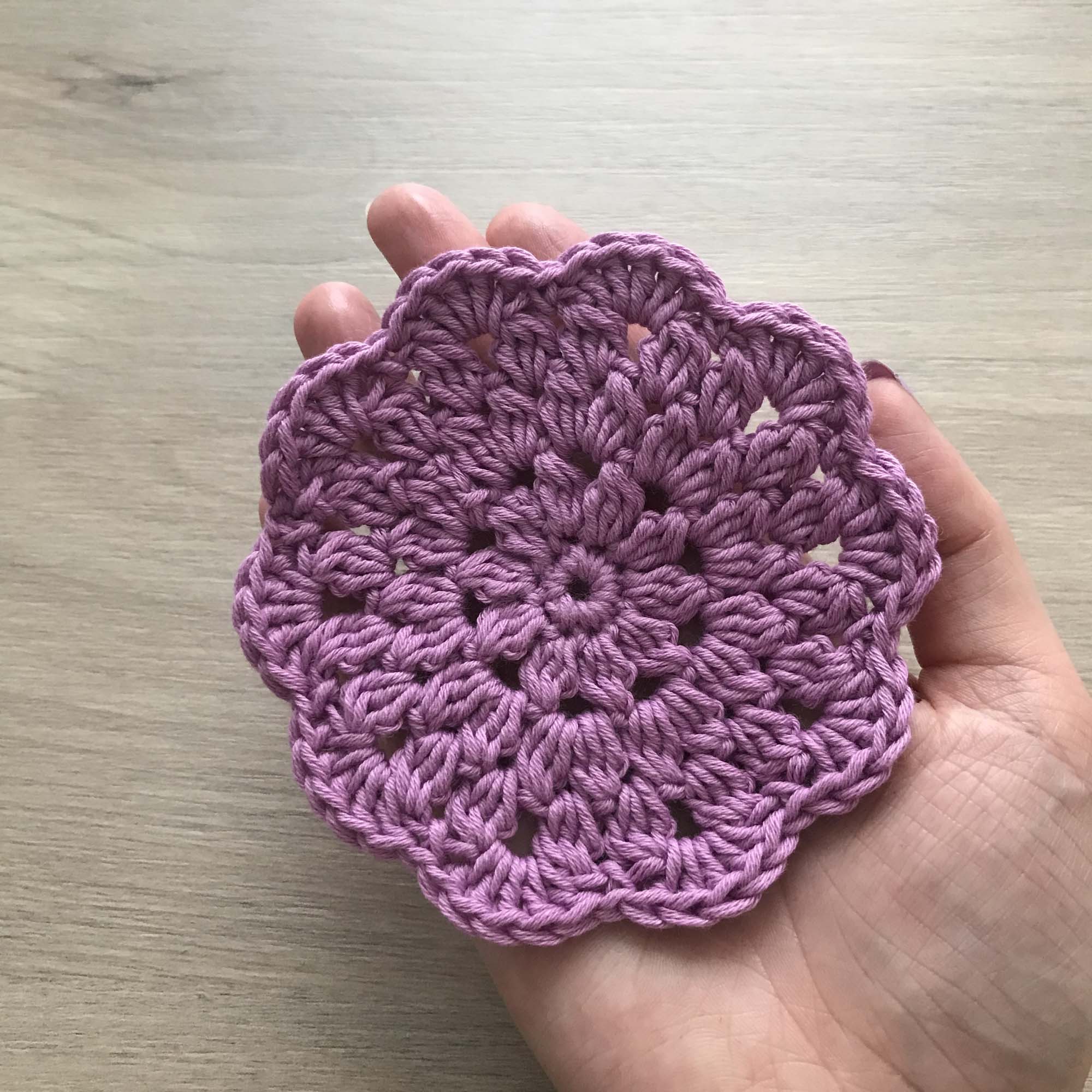 100% Organic Cotton Crochet Coaster - Purple