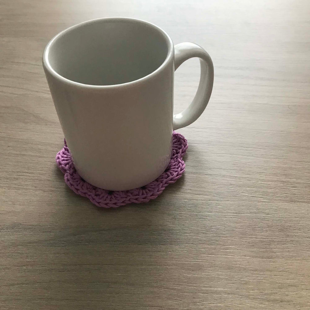 100% Organic Cotton Crochet Coaster - Purple