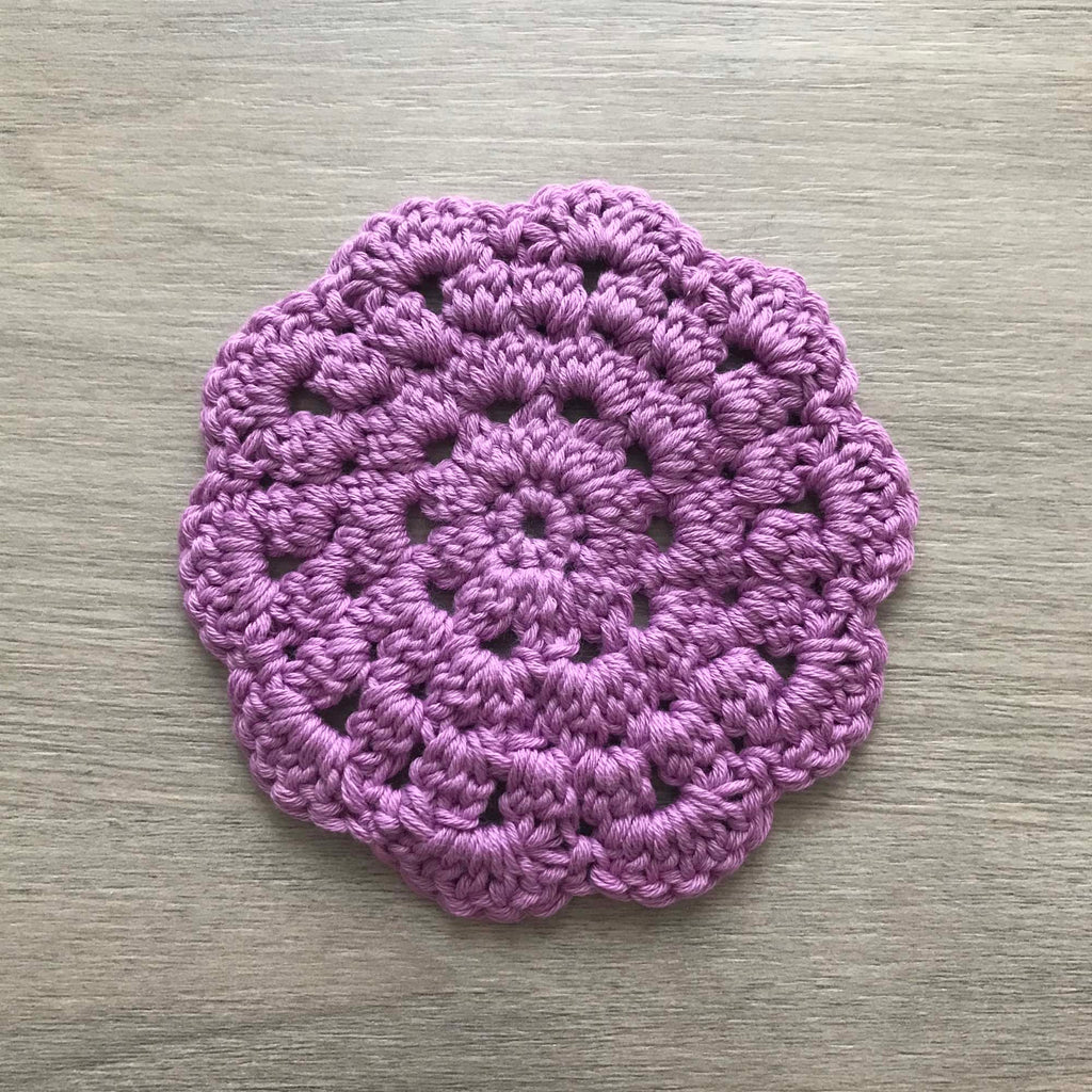 100% Organic Cotton Crochet Coaster - Purple