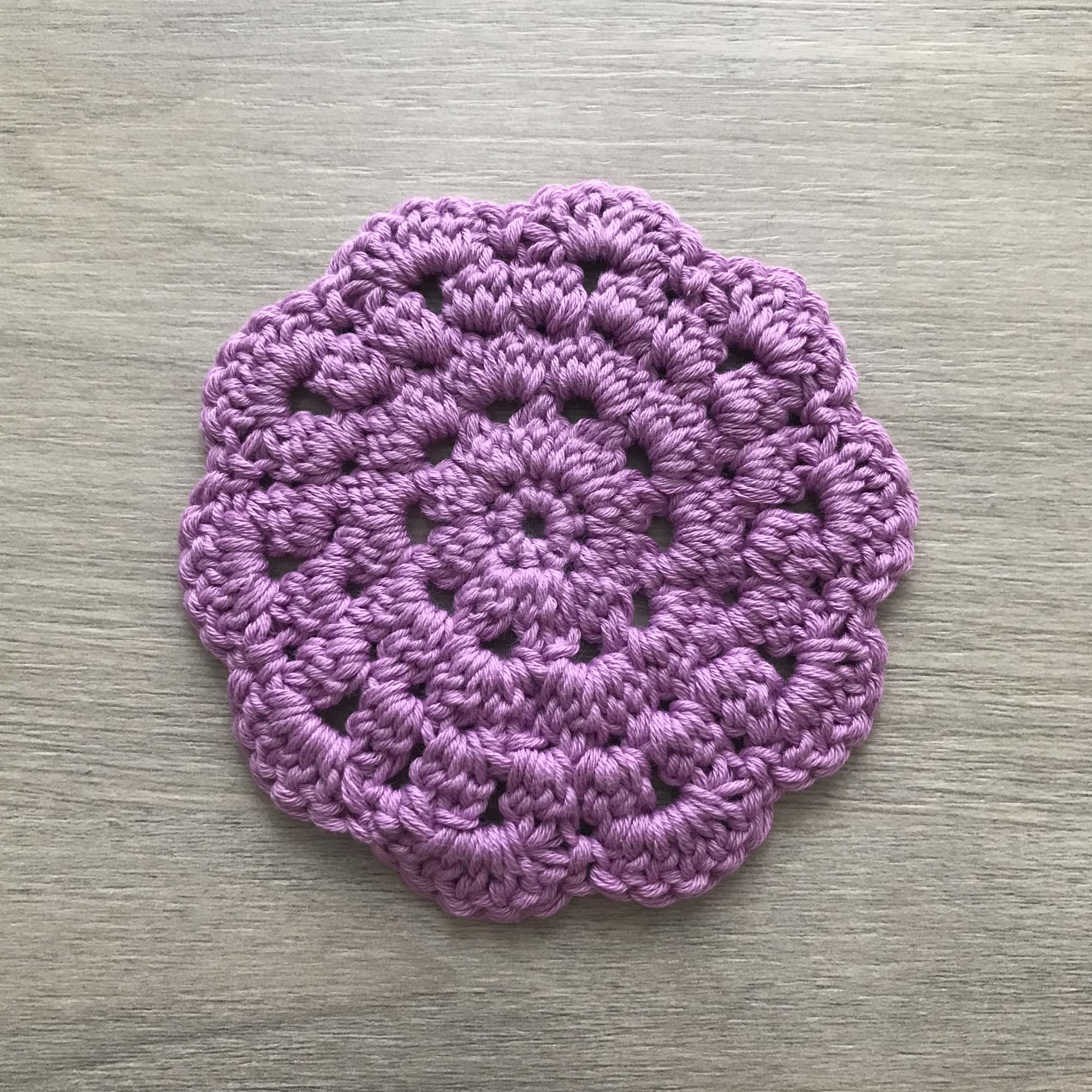 100% Organic Cotton Crochet Coaster - Purple