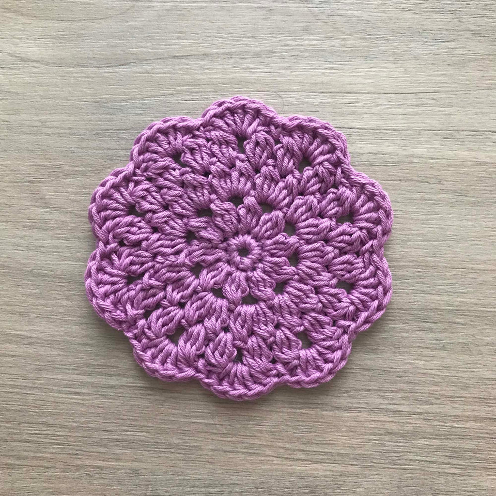 100% Organic Cotton Crochet Coaster - Purple
