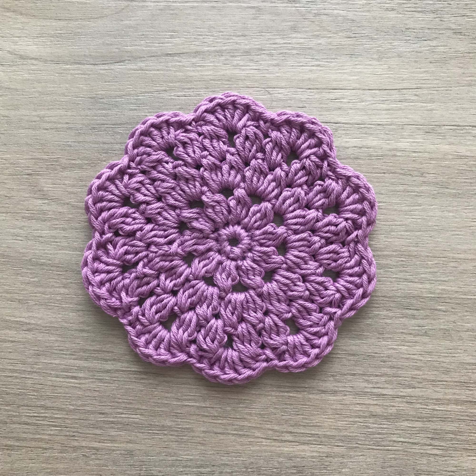 100% Organic Cotton Crochet Coaster - Purple