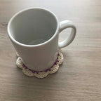 100% Organic Cotton Crochet Coaster - Yellow, Pink, Purple & Cream