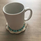 100% Organic Cotton Crochet Coaster - Pink, Purple, Blue & Cream