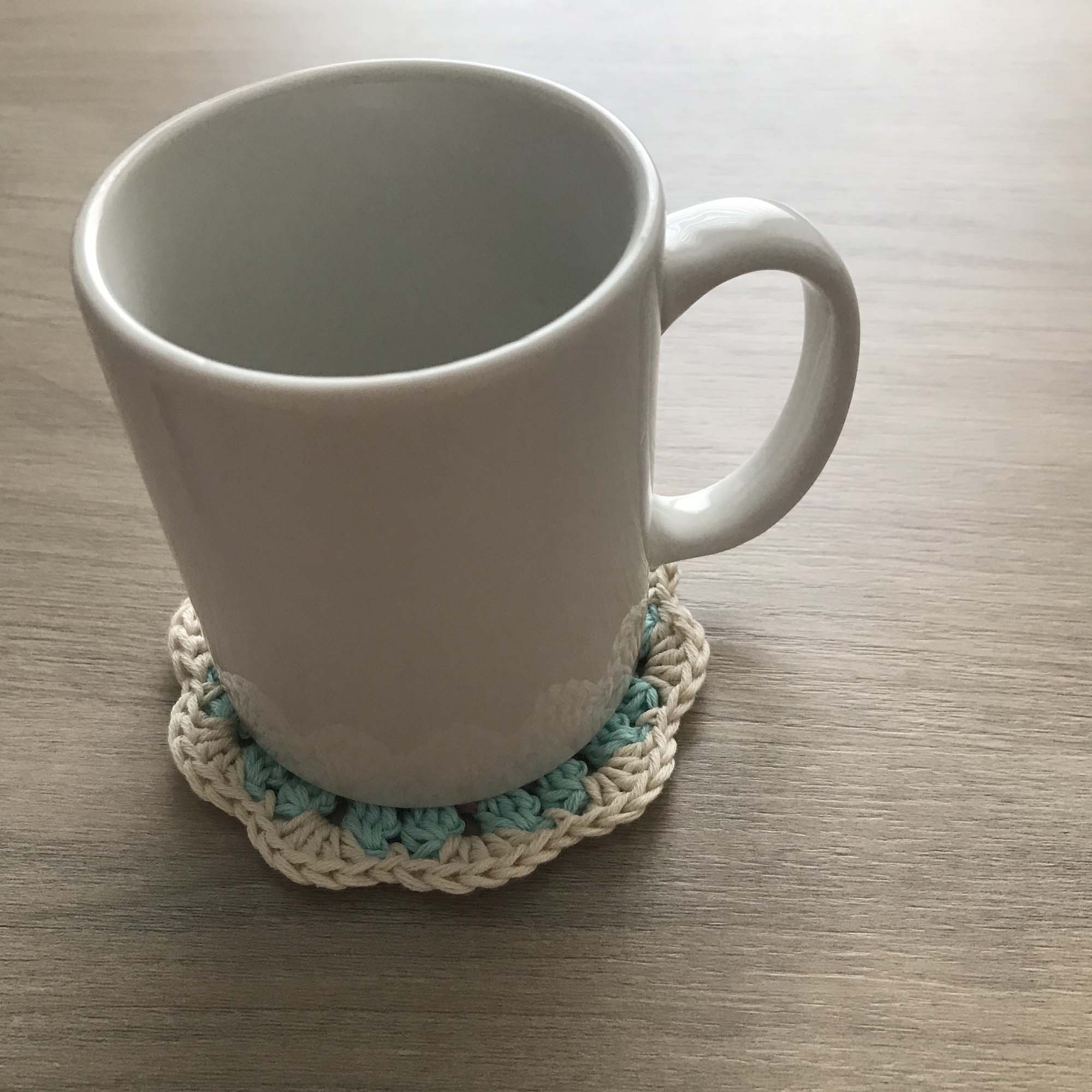 100% Organic Cotton Crochet Coaster - Pink, Purple, Blue & Cream