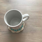 100% Organic Cotton Crochet Coaster - Pink, Purple, Blue & Cream