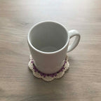 100% Organic Cotton Crochet Coaster - Pink, Yellow, Purple & Cream