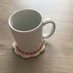 100% Organic Cotton Crochet Coaster - Blue, Purple, Pink & Cream