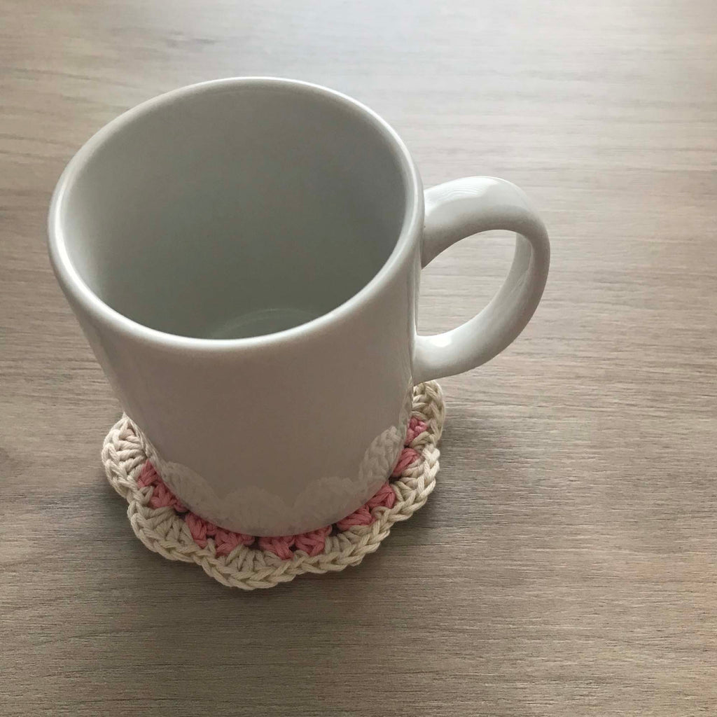 100% Organic Cotton Crochet Coaster - Yellow