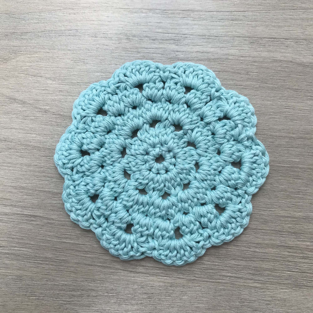 100% Organic Cotton Crochet Coaster - Blue