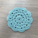 100% Organic Cotton Crochet Coaster - Blue