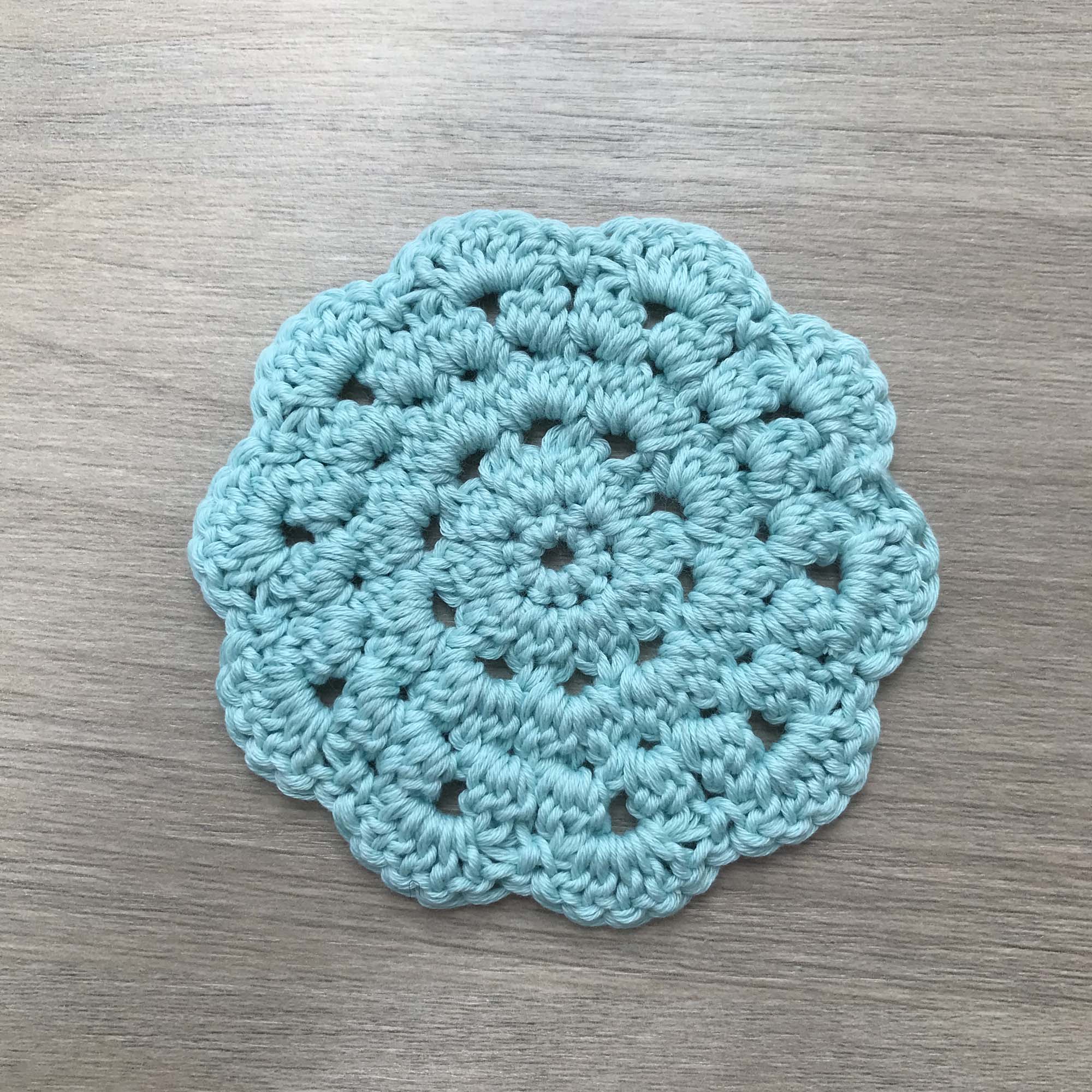 100% Organic Cotton Crochet Coaster - Blue