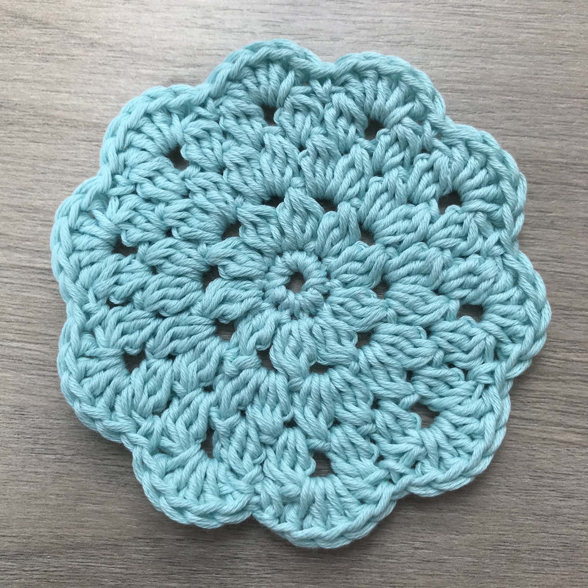 100% Organic Cotton Crochet Coaster - Blue