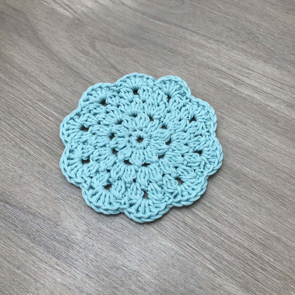 100% Organic Cotton Crochet Coaster - Blue