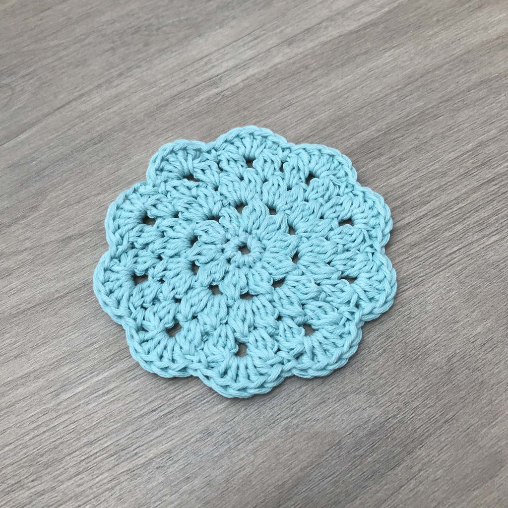 100% Organic Cotton Crochet Coaster - Blue