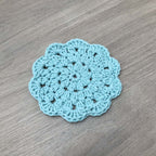 100% Organic Cotton Crochet Coaster - Blue