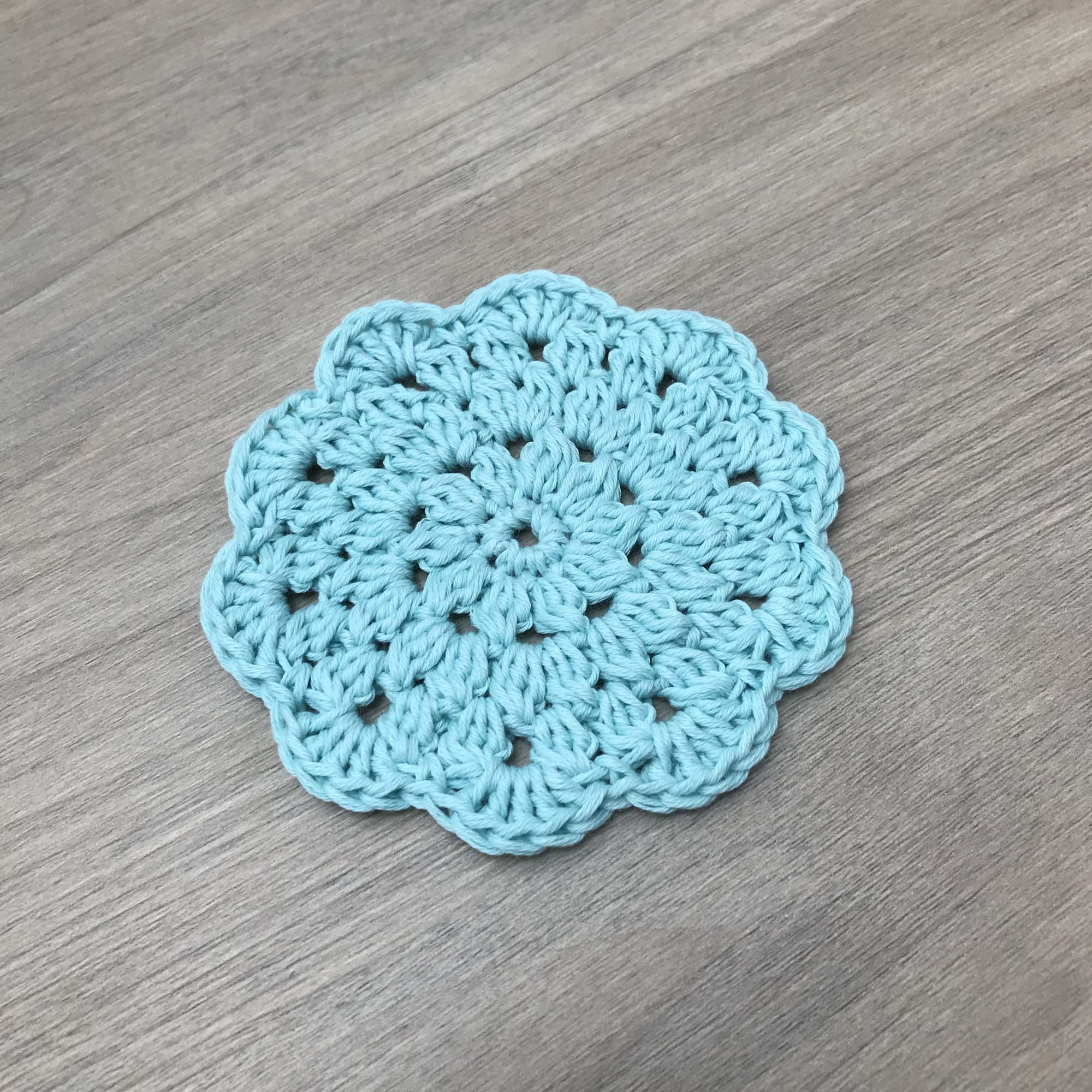 100% Organic Cotton Crochet Coaster - Blue