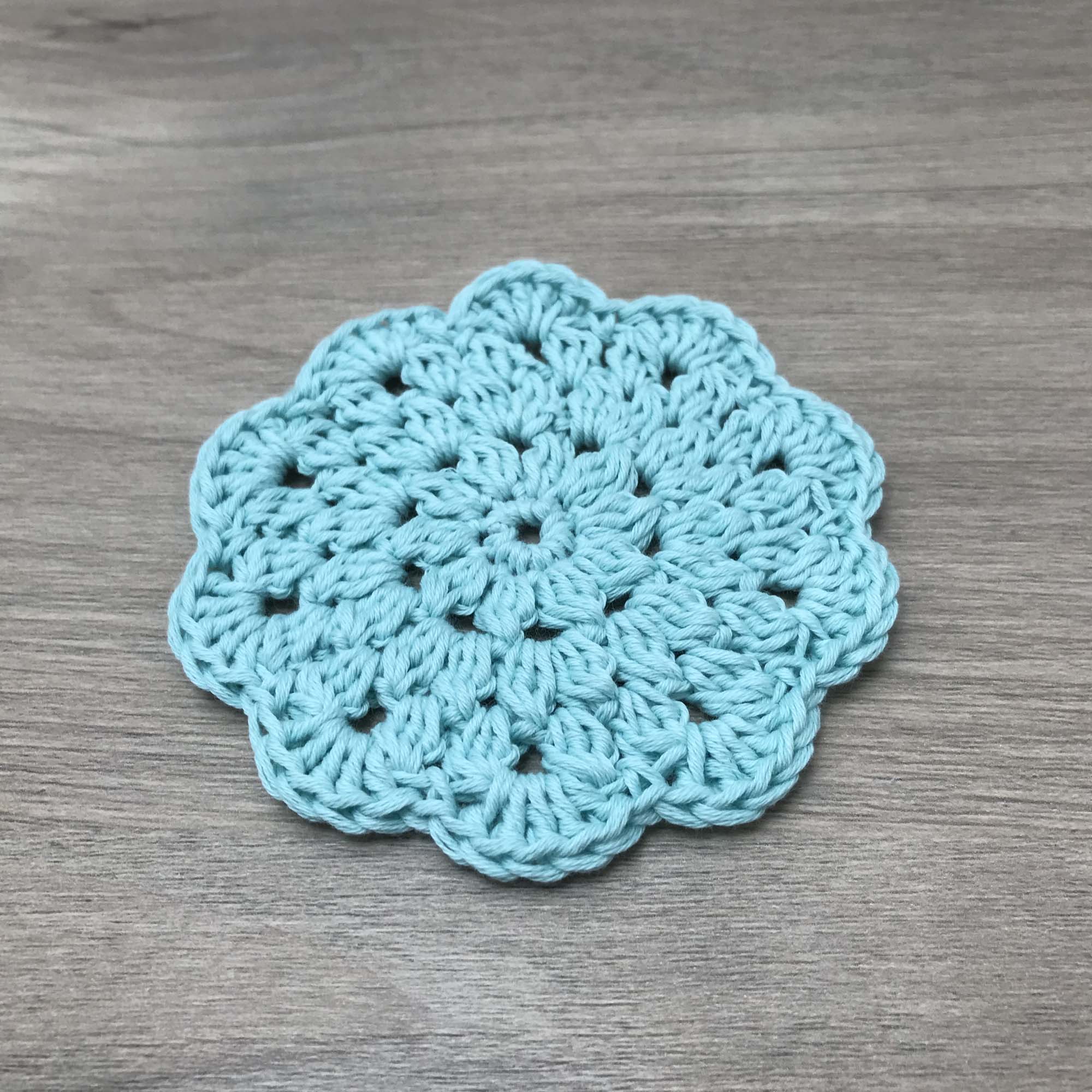 100% Organic Cotton Crochet Coaster - Blue