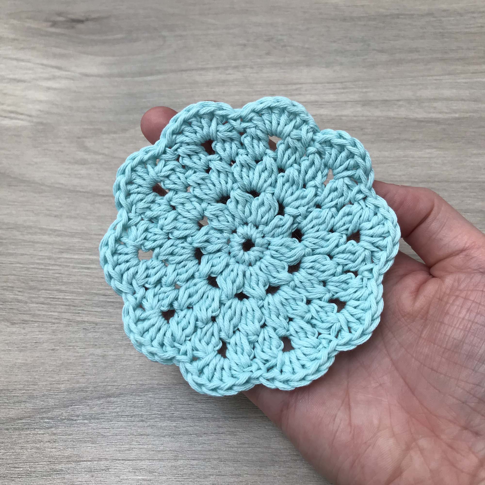 100% Organic Cotton Crochet Coaster - Blue