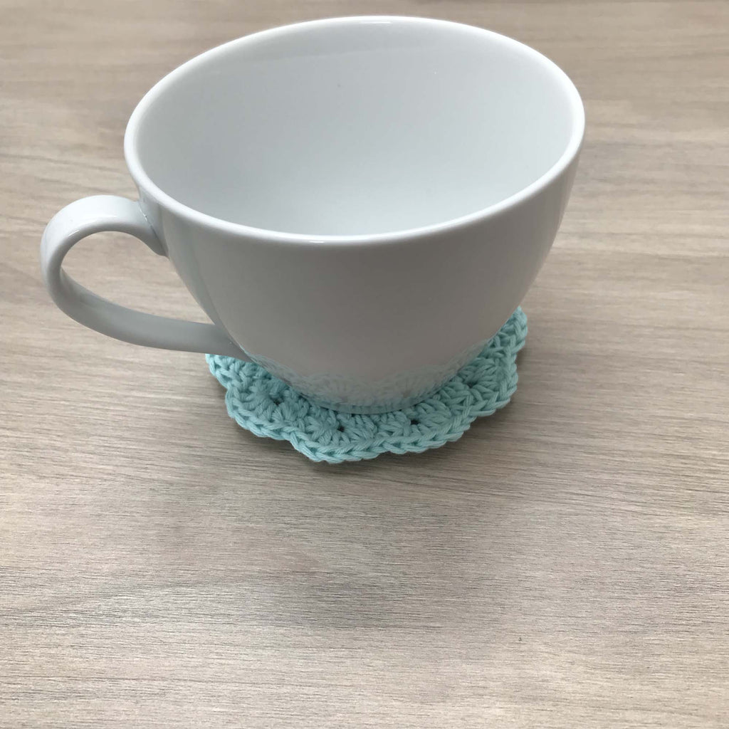 100% Organic Cotton Crochet Coaster - Blue