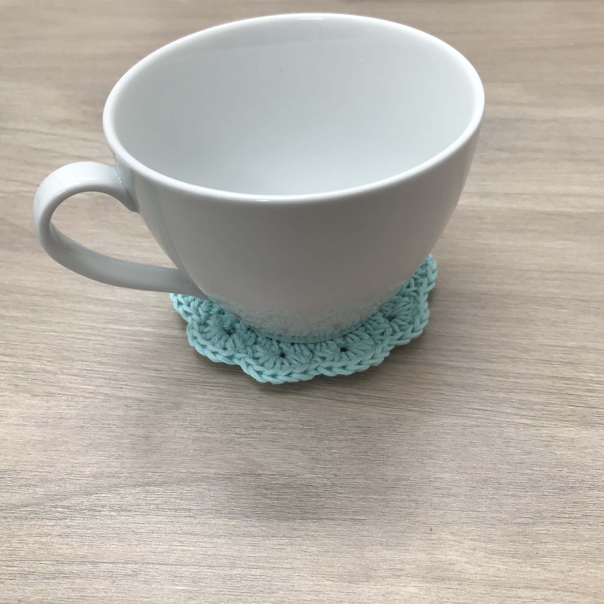 100% Organic Cotton Crochet Coaster - Blue