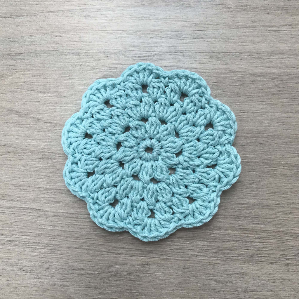100% Organic Cotton Crochet Coaster - Blue