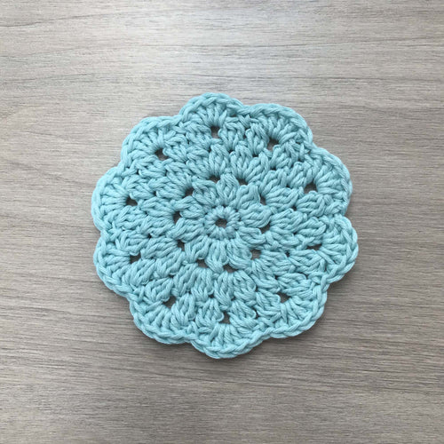 100% Organic Cotton Crochet Coaster - Blue