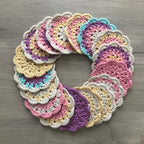 100% Organic Cotton Crochet Coaster - Pink, Yellow, Purple & Cream