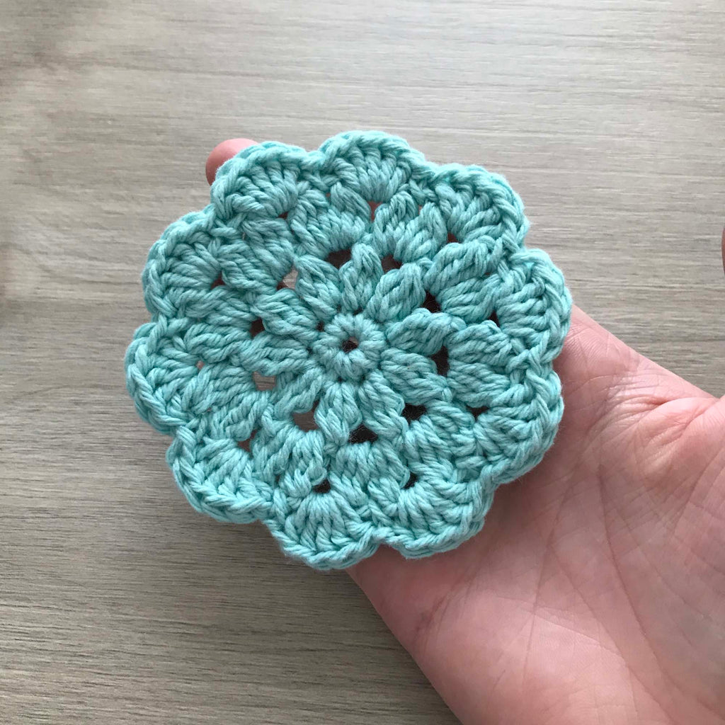 100% Recycled Cotton Crochet Turquoise Coasters - Set of 4