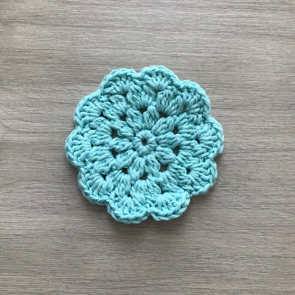 100% Recycled Cotton Crochet Turquoise Coasters - Set of 4