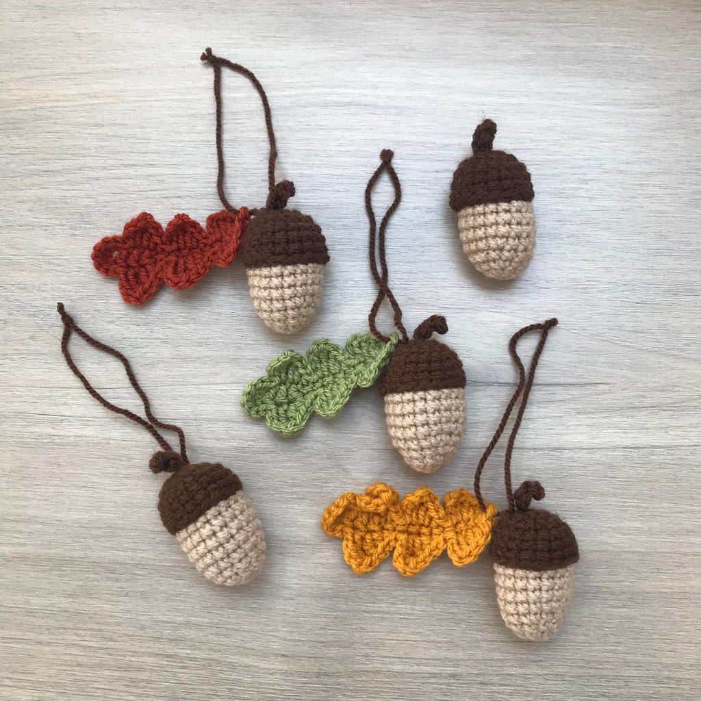 Crochet Acorn Decoration with Leaf