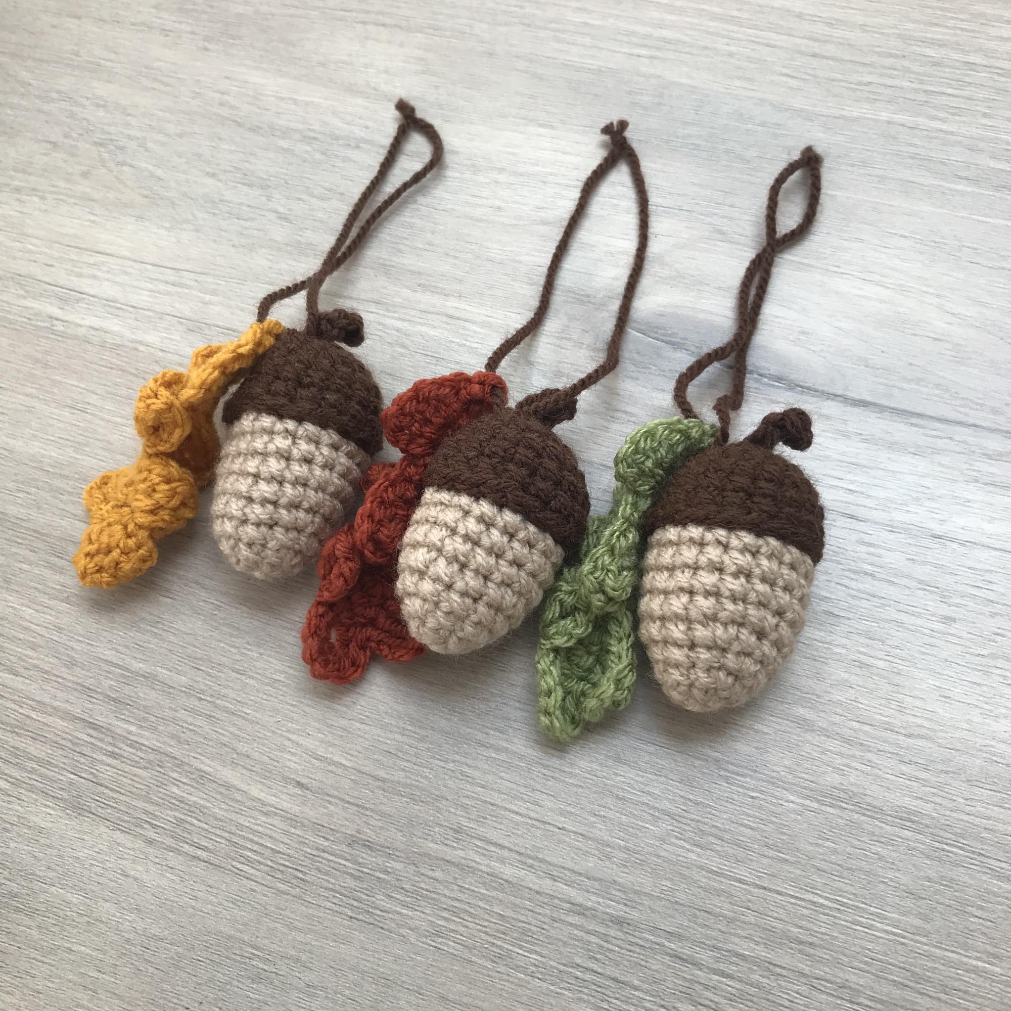 Crochet Acorn Decoration with Leaf