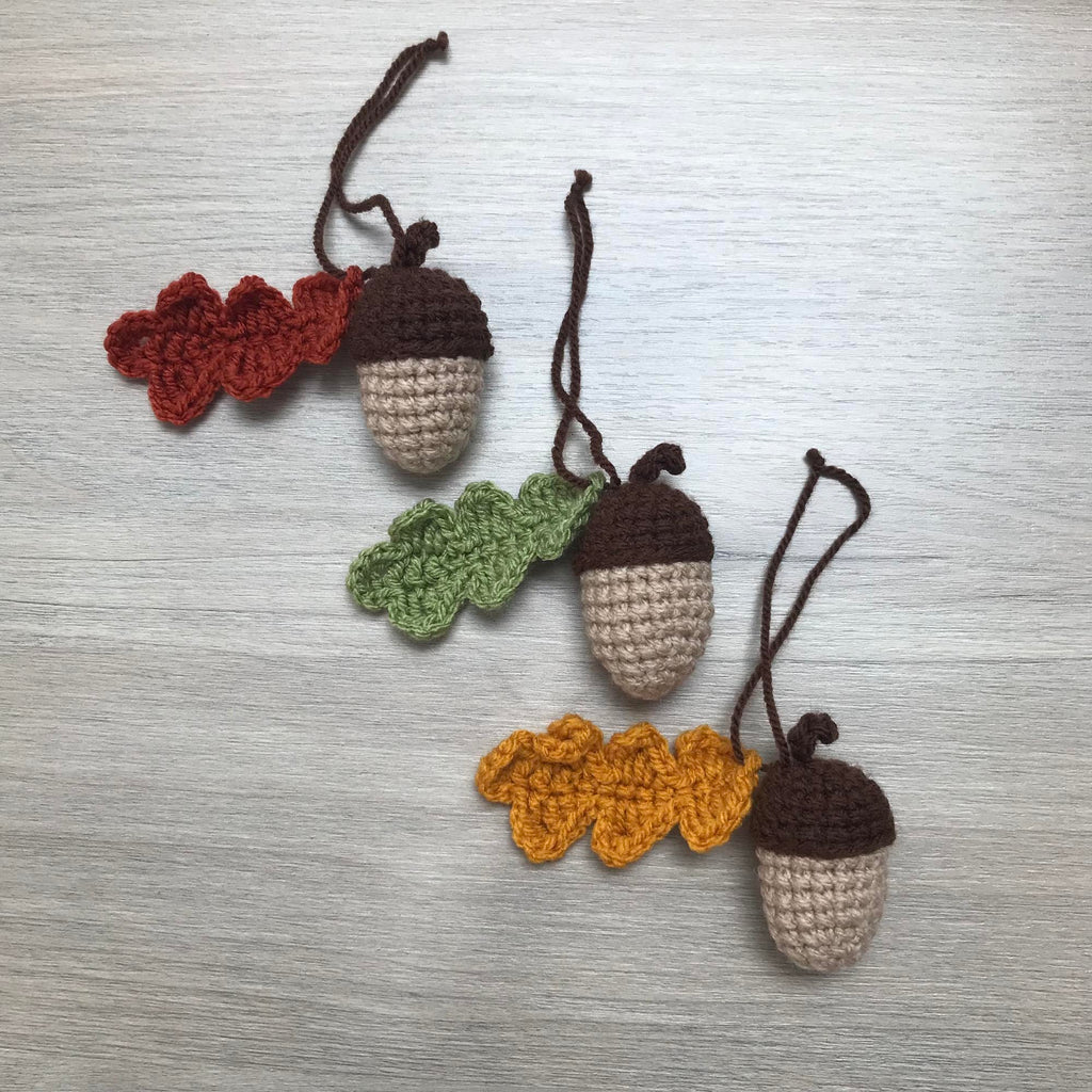 Crochet Acorn Decoration with Leaf