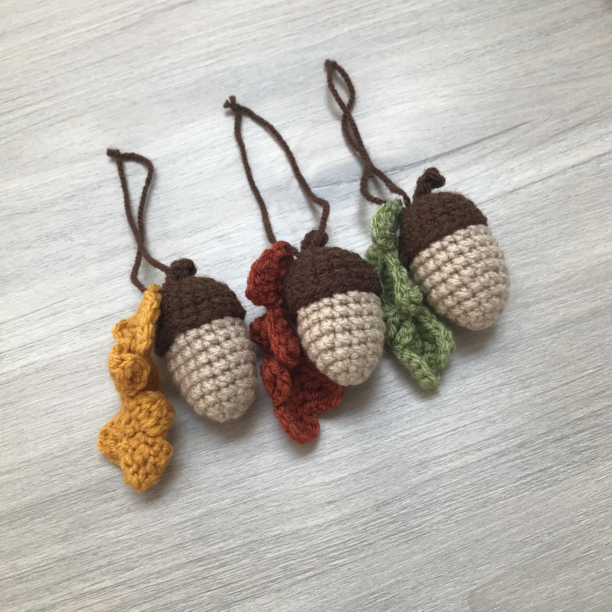 Crochet Acorn Decoration with Leaf