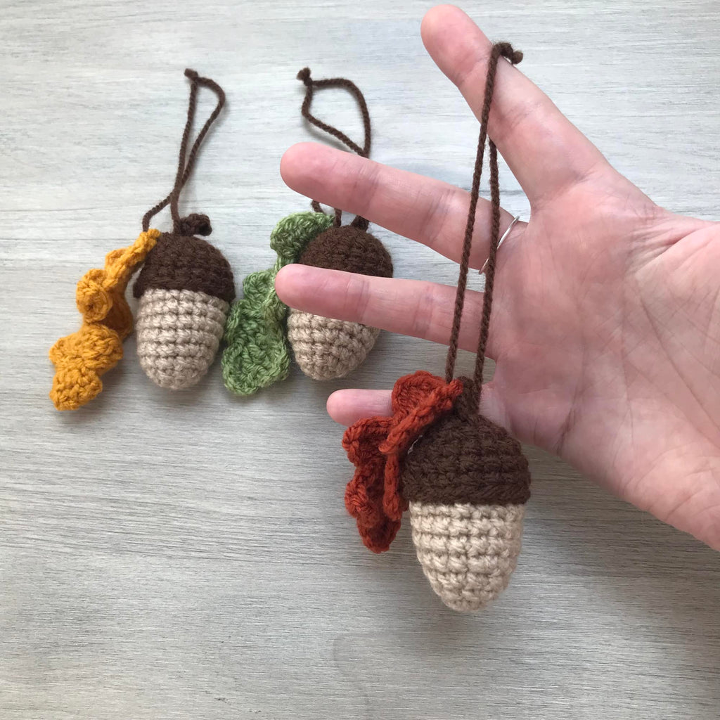Crochet Acorn Decoration with Leaf