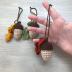 Crochet Acorn Decoration with Leaf