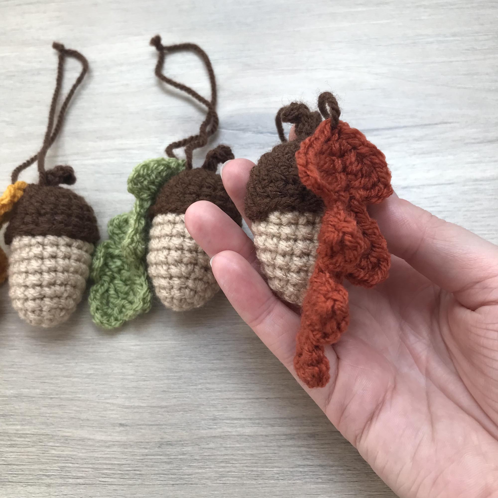 Crochet Acorn Decoration with Leaf