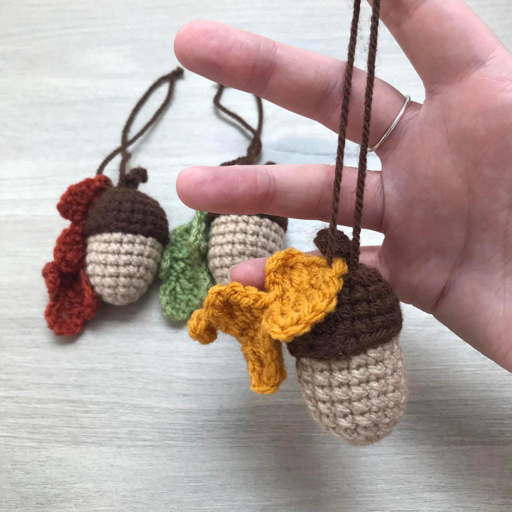 Crochet Acorn Decoration with Leaf