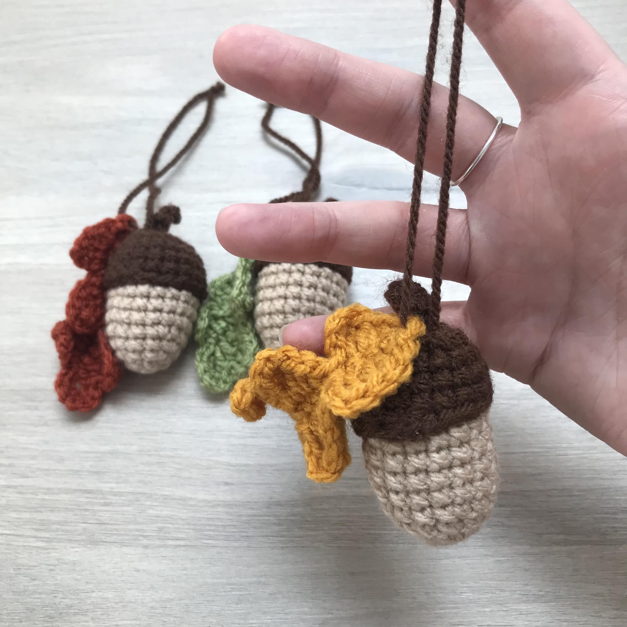 Crochet Acorn Decoration with Leaf