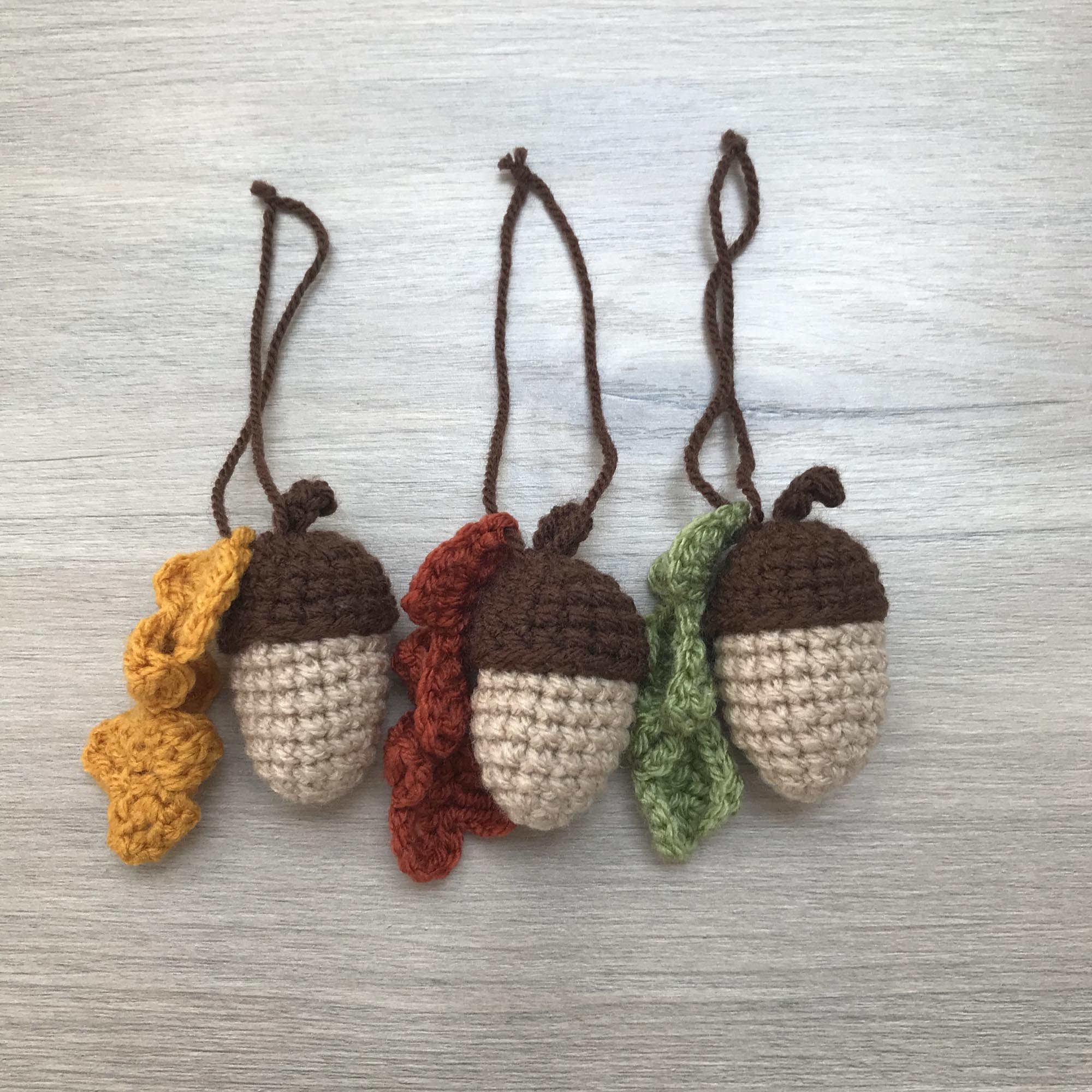 Crochet Acorn Decoration with Leaf